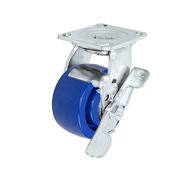 4"x2" Stainless Steel Swivel Caster W/ Locking Brake, Blue Solid
